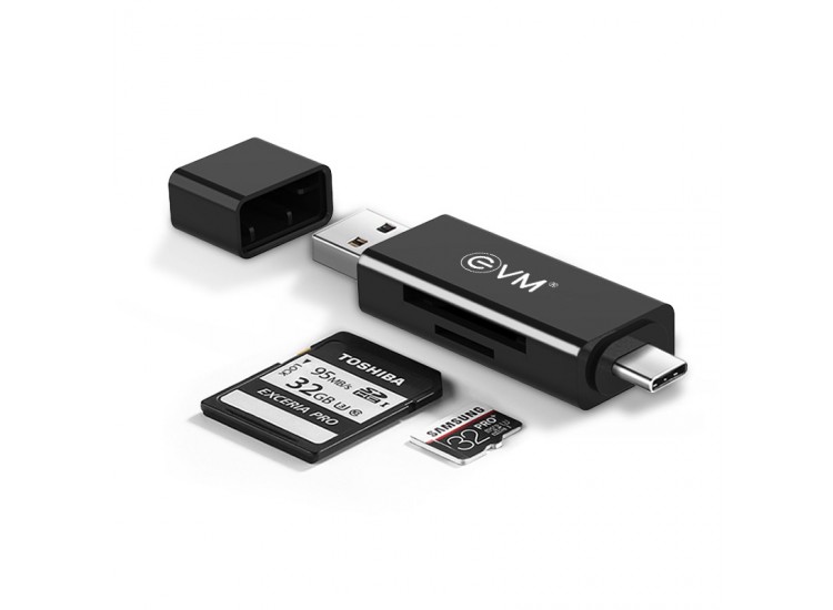 EVM 2 IN 1 CARD READER USB 2.0 + TYPE C ACR