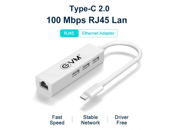 EVM TYPE C TO USB 2.0 & LAN 10/100 MBPS CRJ