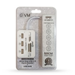 EVM USB 3 PORT HUB + CARD READER HBACR 2.0