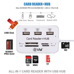 EVM USB 3 PORT HUB + CARD READER EVMHBACR 2.0